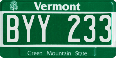 VT license plate BYY233