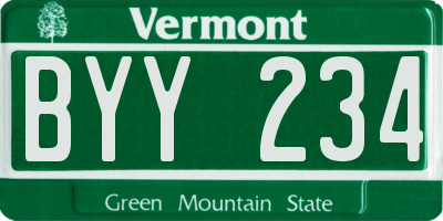 VT license plate BYY234