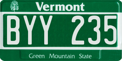 VT license plate BYY235