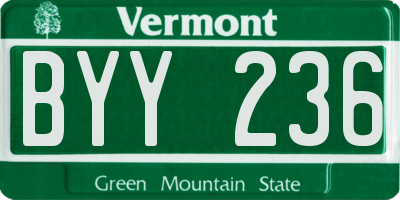 VT license plate BYY236