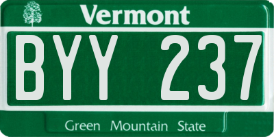 VT license plate BYY237