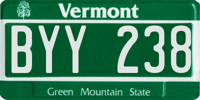 VT license plate BYY238