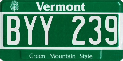 VT license plate BYY239