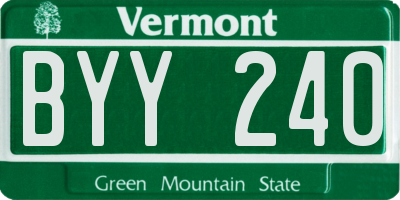 VT license plate BYY240