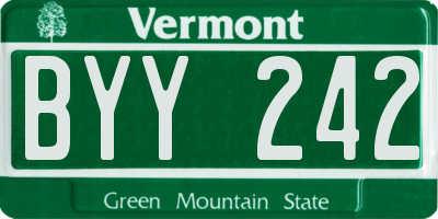 VT license plate BYY242