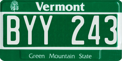 VT license plate BYY243