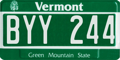 VT license plate BYY244