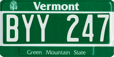 VT license plate BYY247