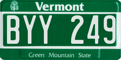 VT license plate BYY249