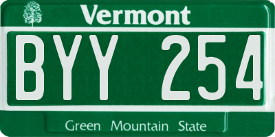 VT license plate BYY254