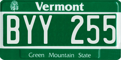 VT license plate BYY255