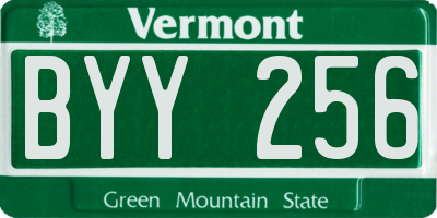 VT license plate BYY256