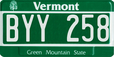VT license plate BYY258