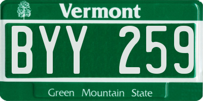 VT license plate BYY259