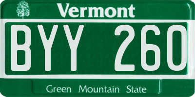 VT license plate BYY260