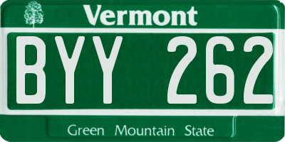 VT license plate BYY262
