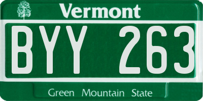 VT license plate BYY263