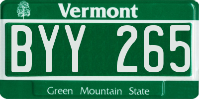 VT license plate BYY265