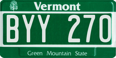 VT license plate BYY270