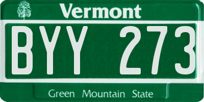 VT license plate BYY273