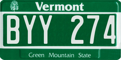 VT license plate BYY274