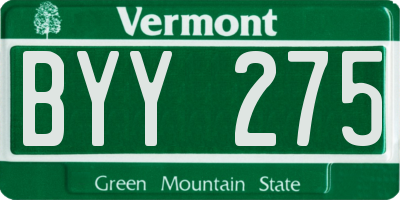 VT license plate BYY275