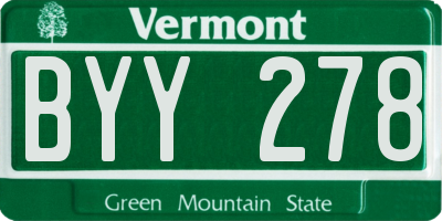 VT license plate BYY278