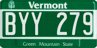 VT license plate BYY279