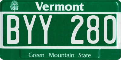 VT license plate BYY280