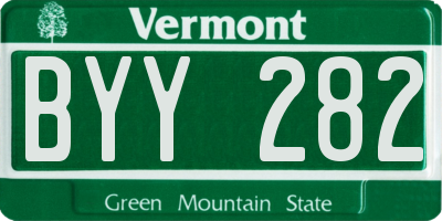 VT license plate BYY282