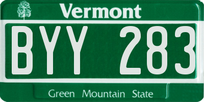 VT license plate BYY283