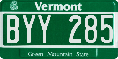 VT license plate BYY285