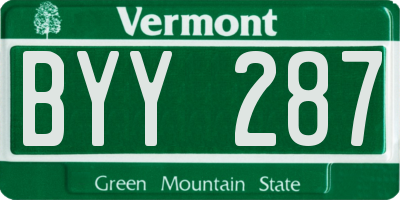VT license plate BYY287
