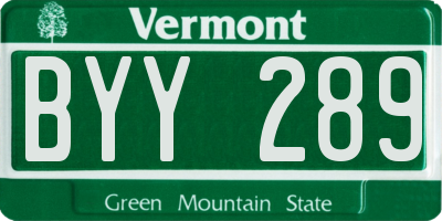 VT license plate BYY289