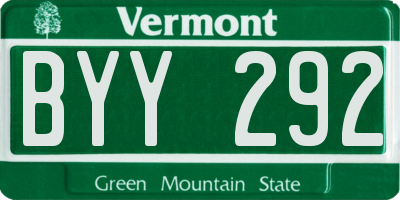 VT license plate BYY292