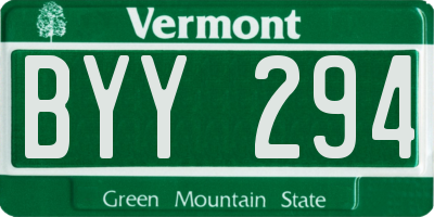 VT license plate BYY294