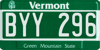 VT license plate BYY296
