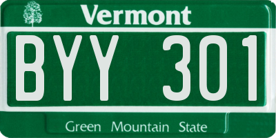 VT license plate BYY301