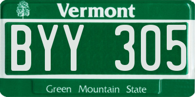 VT license plate BYY305