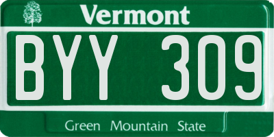 VT license plate BYY309
