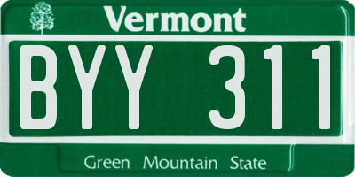 VT license plate BYY311