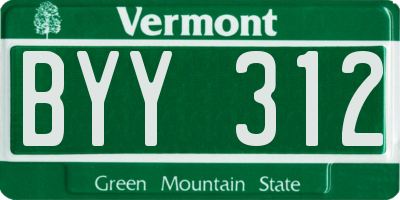 VT license plate BYY312