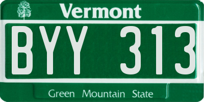VT license plate BYY313