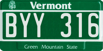 VT license plate BYY316