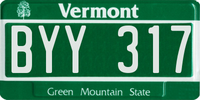 VT license plate BYY317