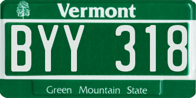 VT license plate BYY318