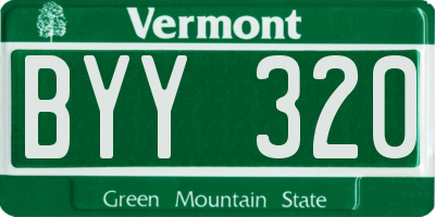VT license plate BYY320