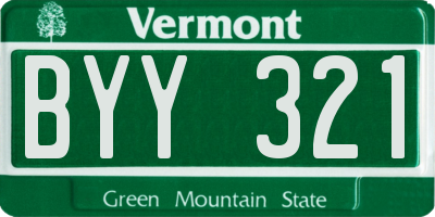 VT license plate BYY321