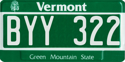 VT license plate BYY322