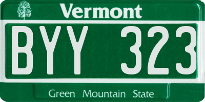 VT license plate BYY323